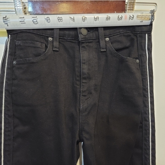 Hudson Holly High Rise Black Skinny Ankle Jeans Raw Hem Tuxedo Stripe Size 25 - Picture 9 of 17